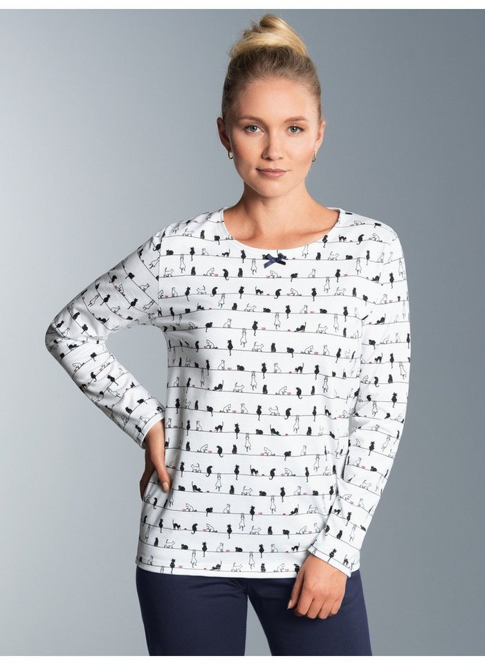 Trigema Schlafanzug TRIGEMA Langarmshirt mit Katzenmotiv (1 tlg) Trigema Schlafanzug TRIGEMA Langarmshirt mit Katzenmotiv (1 tlg) von Trigema