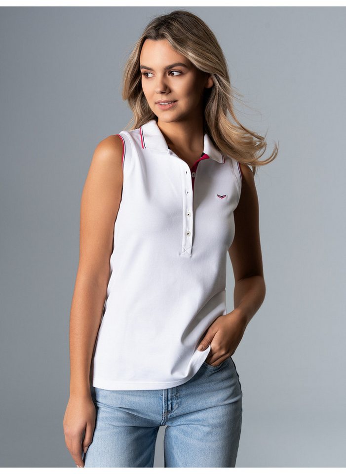 Trigema Shirttop TRIGEMA Ärmelloses Poloshirt mit kontrastfarbigen Akzenten (1-tlg) von Trigema