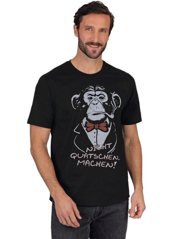 Trigema T-Shirt TRIGEMA T-Shirt mit Affen-Druckmotiv und Spruch (1-tlg) von Trigema