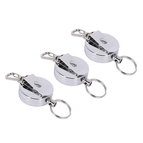 Trisoye 3 StüCk Edelstahl Silber Versenkbare SchlüSselanhäNger Keyring Heavy Duty Steel von Trisoye