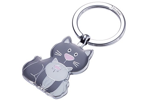 TROIKA CAT & KITTY – KR18-04/GY – Schlüsselanhänger – Katze, Kätzchen - Meow - Miau – Metallguss/Emaille– glänzend – verchromt – dunkelgrau, hellgrau – TROIKA-Original TROIKA CAT & KITTY – KR18-04/GY – Schlüsselanhänger – Katze, Kätzchen - Meow - Miau – Metallguss/Emaille– glänzend – verchromt – dunkelgrau, hellgrau – TROIKA-Original von TROIKA