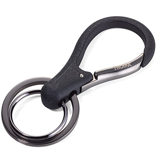 TROIKA KEY Organizer - KR17-09/GM - Schlüsselanhänger mit 2 Ringen - Karabiner - lackiert - Schlüsselorganisation - glänzend - schwarz/gunmetal grau - das ORIGINAL von TROIKA von TROIKA