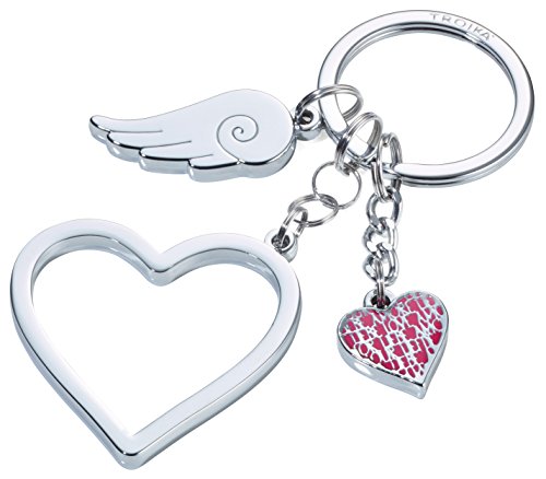 Troika Love Is In The Air - KR17-01/CH - Schlüsselanhänger mit 3 Anhängern - Herz(groß), Herz(klein), Flügel - glänzend - silber - das Original von Troika von TROIKA