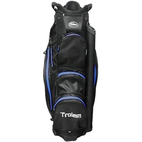 Trolem - Golfbag für Trolley - 14 Fächer, 2 XXL-Taschen und 5 Zubehörtaschen - Golftasche Herren & Damen - Leicht - Cartbag - Schwarz & Blau Trolem - Golfbag für Trolley - 14 Fächer, 2 XXL-Taschen und 5 Zubehörtaschen - Golftasche Herren & Damen - Leicht - Cartbag - Schwarz & Blau von Trolem