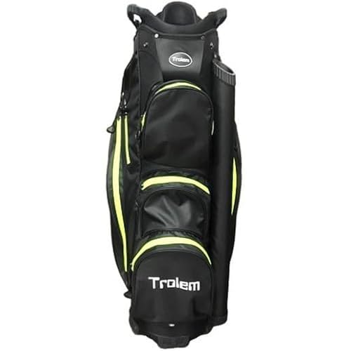 Trolem - Golfbag für Trolley - 14 Fächer, 2 XXL-Taschen und 5 Zubehörtaschen - Unisex-Golftasche Herren & Damen - Leicht - Cartbag - Schwarz & Grün Trolem - Golfbag für Trolley - 14 Fächer, 2 XXL-Taschen und 5 Zubehörtaschen - Unisex-Golftasche Herren & Damen - Leicht - Cartbag - Schwarz & Grün von Trolem