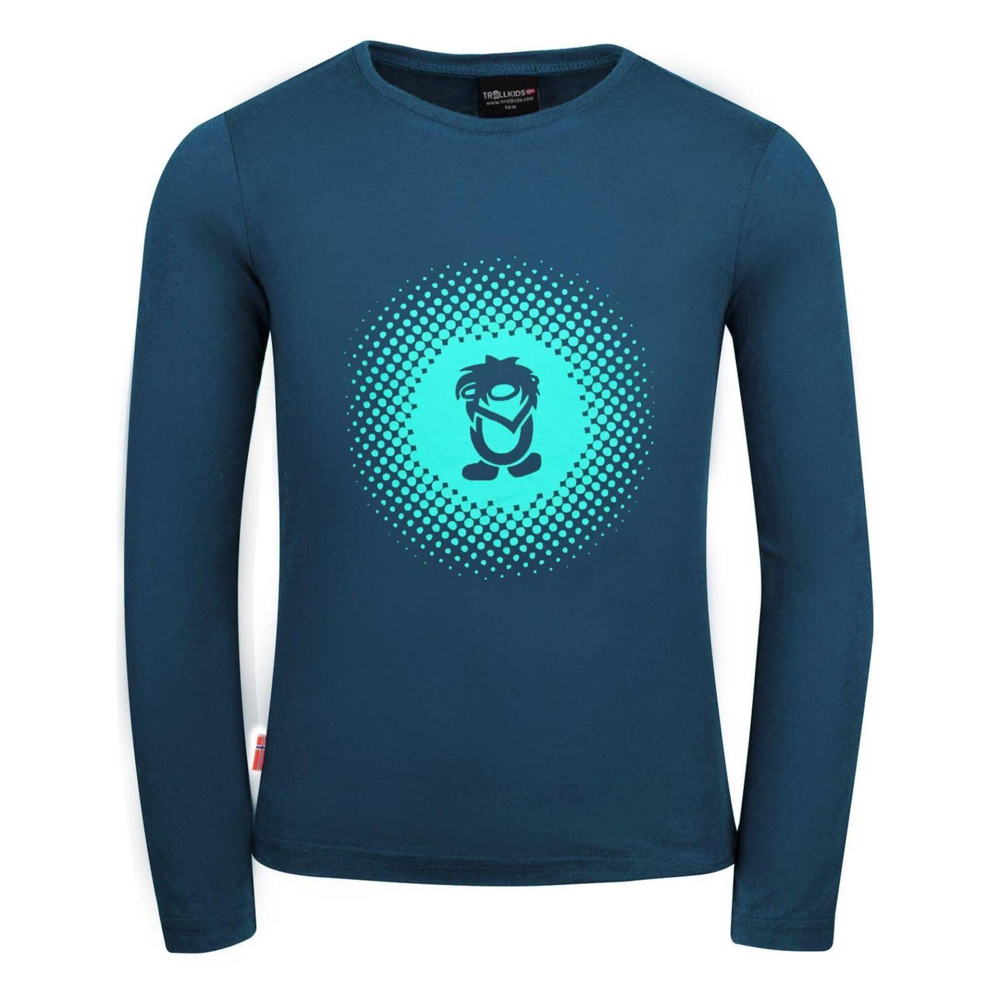 Kinder Longsleeve Pointillism Mitternachtsblau/Dunkleminze von Trollkids