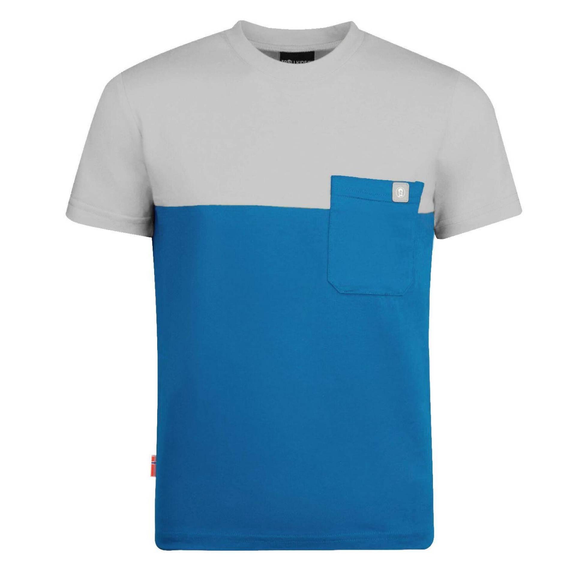 Kinder T-Shirt Bergen Leuchtendes Blau/wolkig grau von Trollkids