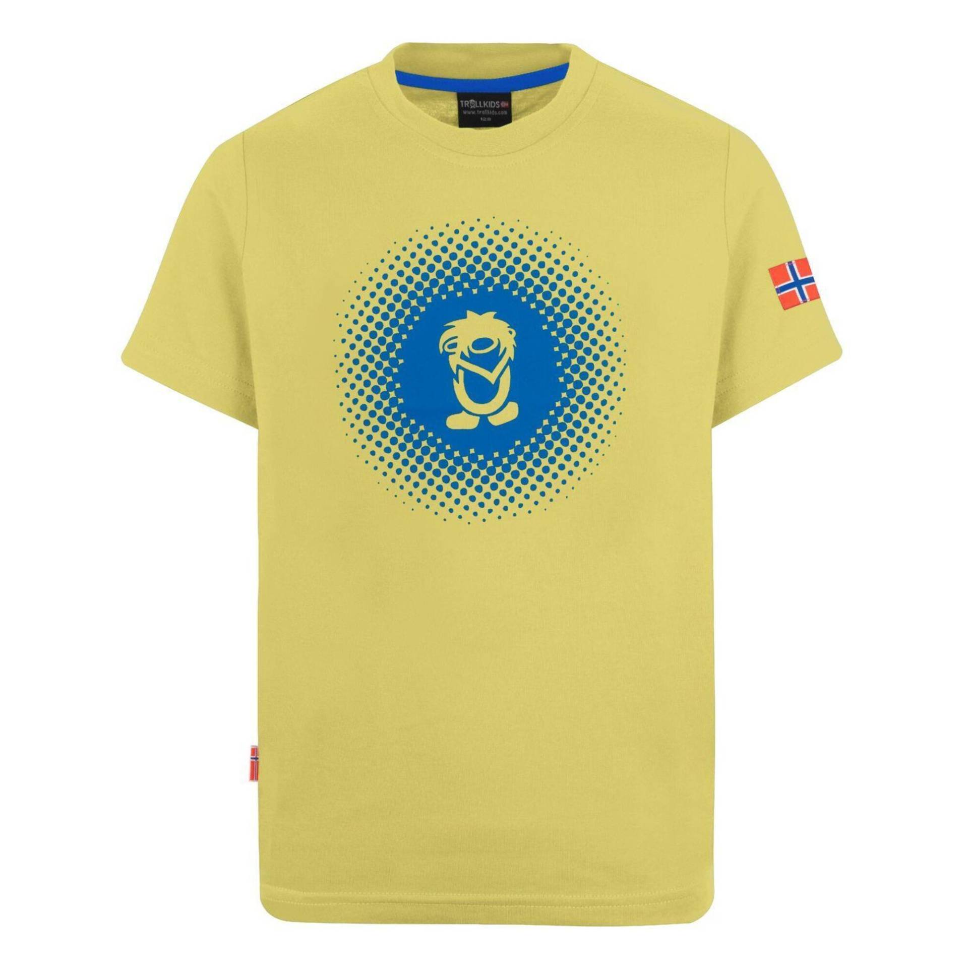 Kinder T-Shirt Pointillism hazy yellow/glow blue von Trollkids