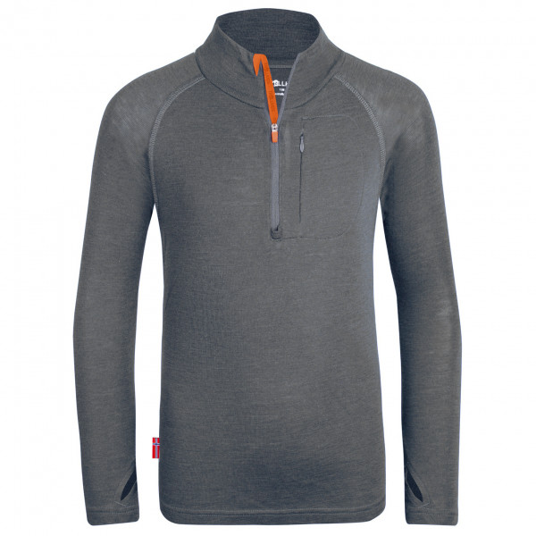 Trollkids - Kid's Lofoten Half Zip - Merinoshirt Gr 152 grau von Trollkids