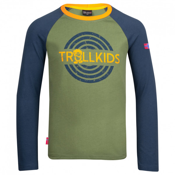 Trollkids - Kid's Preikestolen Longsleeve - Longsleeve Gr 110 oliv/blau von Trollkids