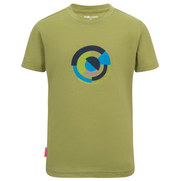 Trollkids - Kid's Sandefjord T-Shirt XT-Shirt - Merinoshirt Gr 110 oliv von Trollkids
