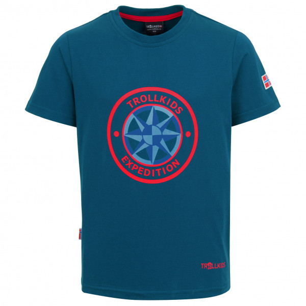 Trollkids - Kid's Windrose T - T-Shirt Gr 110 blau von Trollkids