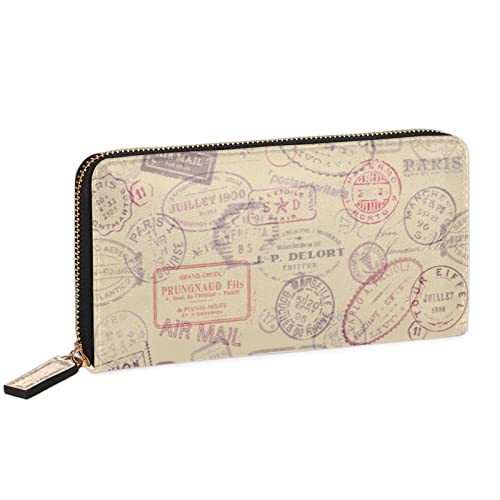 Brieftaschen für Frauen Vintage Stempel Siegel Multi Kartenetui Geldbörse mit Reißverschluss Tasche Organizer Lange Geldbörse Große Kapazität Leichte Damen Geldbörse, multi, Leather Zipper von TropicalLife