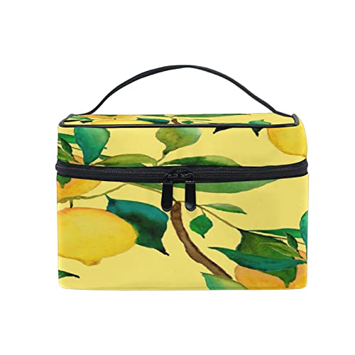 COZYhome Kosmetiktaschen Organizer Tasche Gelb Zitrone Obst Make-up Tasche Reise Reißverschluss Kosmetiktasche mit Griff Make-up Aufbewahrungstasche für Mädchen Frauen von TropicalLife