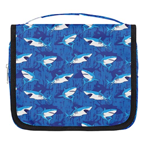 Kulturbeutel mit Hai-Druck, zum Aufh?ngen, Cartoon, Meerestiere, Reisen, Make-up, Kosmetiktasche, Organizer, Tasche mit Haken f¨¹r Frauen, M?nner, M?dchen Kulturbeutel mit Hai-Druck, zum Aufh?ngen, Cartoon, Meerestiere, Reisen, Make-up, Kosmetiktasche, Organizer, Tasche mit Haken f¨¹r Frauen, M?nner, M?dchen von TropicalLife