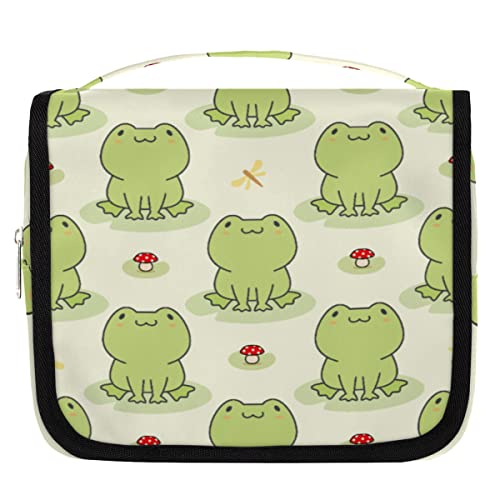 Kulturtasche zum Aufhängen für Damen, Herren, Jungen, Mädchen, niedliches Tier-Frosch-Muster, wasserdichte Make-up-Kosmetiktasche, Kulturbeutel, Organizer für Reiseutensilien, Mehrfarbig von TropicalLife