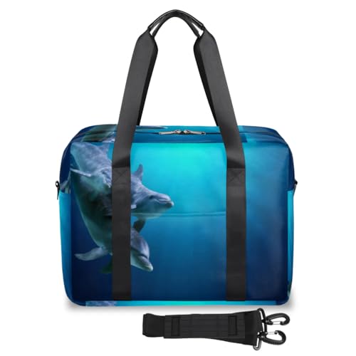 Ocean Funny Animal Delphin Travel Duffel Bag for Women Men Girls Boys, Weekend Overnight Bag 32L Large Cabin Holdall Tote Bag for Travel Sports Gym, farbe, Big, Taschen-Organizer von TropicalLife