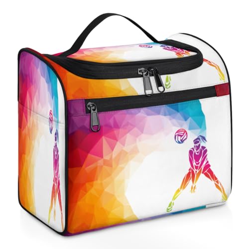 Volleyball-Spieler-Reise-Make-up-Tasche für Damen, Herren, Mädchen, Jungen, Volleyball-Sport, 11,2 l, Kulturbeutel, Kulturbeutel, Kulturbeutel, zum Aufhängen, Kosmetik-Organizer, Duschtasche, farbe, Volleyball-Spieler-Reise-Make-up-Tasche für Damen, Herren, Mädchen, Jungen, Volleyball-Sport, 11,2 l, Kulturbeutel, Kulturbeutel, Kulturbeutel, zum Aufhängen, Kosmetik-Organizer, Duschtasche, farbe, von TropicalLife