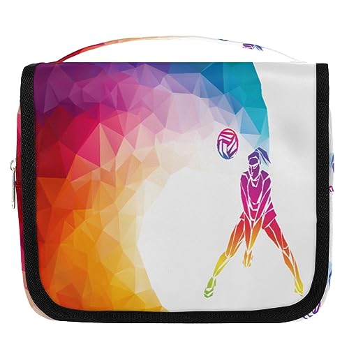 Volleyballspieler-Reise-Kulturbeutel für Damen und Herren, Volleyball, Sport, Kulturbeutel, Tasche, hängende Toilettenartikel, Kosmetik, Make-up-Organizer, farbe, 4.7 L, Taschen-Organizer von TropicalLife