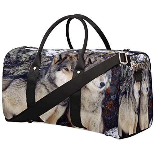 Wild Wolf Reisetasche Sporttasche Sporttasche Sporttasche Gepäcktasche Wochenendtasche Große Kapazität Reisetasche mit Schultergurt für Erwachsene Männer Frauen Unisex von TropicalLife