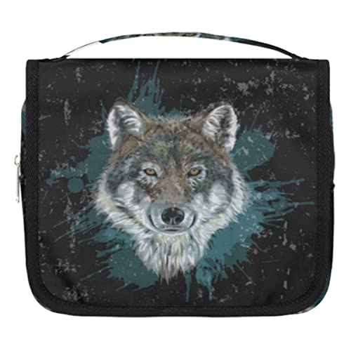 Wolf Kulturbeutel zum Aufhängen, Tierwolf, Reise-Make-up-Kosmetiktasche, Kulturbeutel, Organizer mit Haken für Damen, Herren, Mädchen, Jungen, mehrfarbig, Multicolor von TropicalLife