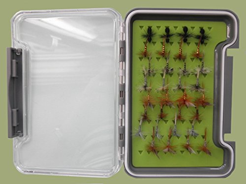 Trockenfliegen, 32 pro Box, traditionelle Muster, benannte Fliegen, zum Fliegenfischen von Troutflies UK Boxed Fishing Flies
