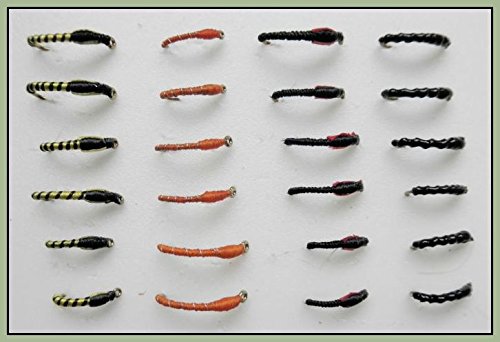 Summer Forelle Fliegen, 24 Stück, Tiger, orange, Flexi & Red Wange, Auswahl von Größen erhältlich von TroutfliesUK