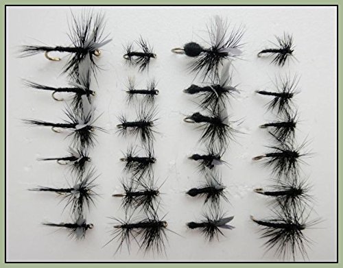 Troutflies UK Ltd Dry Forelle Fliegen, 24 Schwarz Spider, Schnaken, Midge & ANT, für Fliegenfischen Wahl der Größen erhältlich von Troutflies UK Ltd