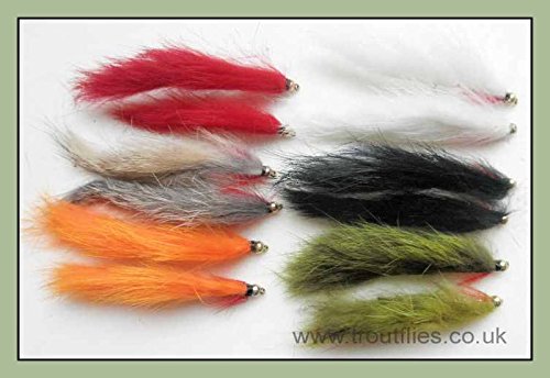 Troutflies UK Lures Goldkopf Zonker Forellenfliegen, 12 Stück, Größe 8/10, Nadelspitze, Top Qualität, für Fliegenfischen Troutflies UK Lures Goldkopf Zonker Forellenfliegen, 12 Stück, Größe 8/10, Nadelspitze, Top Qualität, für Fliegenfischen von Troutflies UK Lures