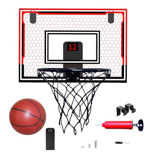 Basketballkorb für den Innenbereich, faltbar, über der Tür, beleuchtet über der Tür, Basketballkorb mit Anzeigetafel und 1 Bälle, Schlafzimmer-Basketballkorb mit Ball, für Wand/Schlafzimmer/Büro von Trredrins