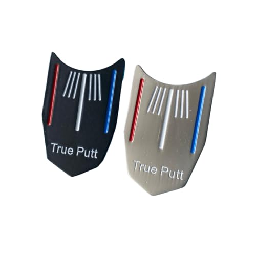 True Putt Golfballmarker mit Golfausrichtungslinien. Golfballmarker für Putting Green, 2er-Pack, Schwarz und Silber von True Putt