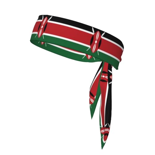 Trukd TD-TD12158 Stirnbänder mit Flagge von Kenia, Sport-Kopfband, Stirnband für Damen und Herren, Haarband zum Laufen, Workout, Fußball, Schwarz von Trukd