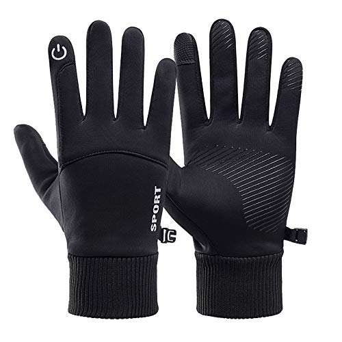 TrusMe Herren Winter Wasserdichte Fahrradhandschuhe Outdoor Sport Laufen Motorrad Ski Touch Screen Fleece Handschuhe rutschfest warm volle Finger, Schwarz, M von TrusMe