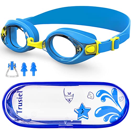 Trusiel Schwimmbrille für Kinder Alter 5-13 Jahre, Profi Kinder Schwimmbrille für Jungen Mädchen, Antibeschlag UV-Schutz wasserdicht komfortables Silikon mit klarer Sicht von Trusiel