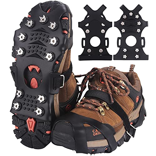 Trusiel Spikes für Schuhe, Schuhspikes 11-Stud Ice Klampen Schuhkrallen Schneeketten Spikes Steigeisen Slip-on Stretch Schuhe Spikes für EIS und Winter Outdoor Sports Klettern （M） von Trusiel