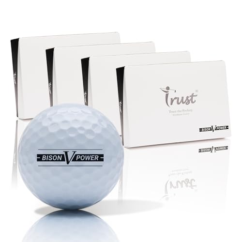 Trust Golfbälle Bison V Power - Für ambitionierte Golfer: Extreme Weite unter 169 km/h, präzise Kontrolle, angenehmes Schlaggefühl, mit Urethanhülle, 3-Piece Dynamischer Kern, 48 Bällen, Perlweiß Trust Golfbälle Bison V Power - Für ambitionierte Golfer: Extreme Weite unter 169 km/h, präzise Kontrolle, angenehmes Schlaggefühl, mit Urethanhülle, 3-Piece Dynamischer Kern, 48 Bällen, Perlweiß von Trust