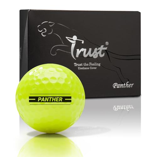 Trust Golfbälle Panther – Urethan-Cover, weiches Schlaggefühl, gerader Flug, Gute Stoppkontrolle, Big MAX Kern für Weite Flüge, optimale Kombination aus Weite & Spin-Kontrolle, 12 Bälle, Gelb Trust Golfbälle Panther – Urethan-Cover, weiches Schlaggefühl, gerader Flug, Gute Stoppkontrolle, Big MAX Kern für Weite Flüge, optimale Kombination aus Weite & Spin-Kontrolle, 12 Bälle, Gelb von Trust