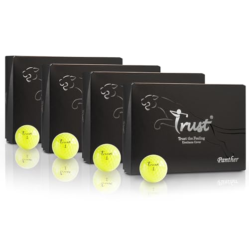 Trust Golfbälle Panther – Urethan-Cover, weiches Schlaggefühl, gerader Flug, gute Stoppkontrolle, BIG MAX Kern für weite Flüge, optimale Kombination aus Weite & Spin-Kontrolle, 48 Bälle, Gelb von Trust