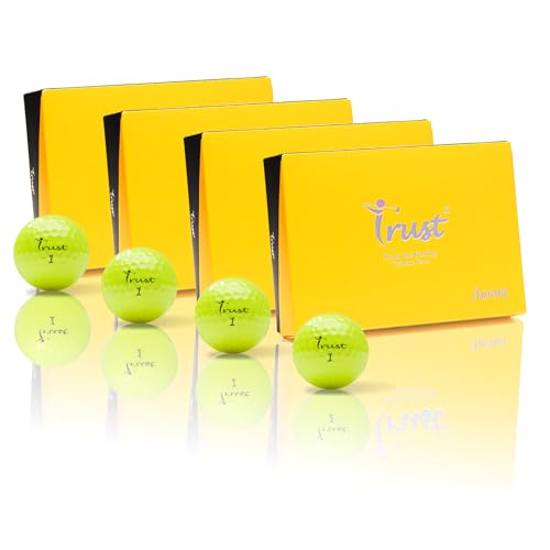 Trust Golfball, Aurora Leuchtend Gelb, Weich, Distanz, Gerader Flug und Leicht zu Erkennen, mit Kristall-Urethan-Beschichtung, 3-teilig (48 Bälle) von Trust