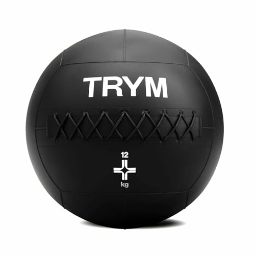 Trym Wall Ball - 4kg, 9kg, 12 kg Gewichte, Ø 35 cm, Schwarz - Slam Ball, Wand-Medizinball, Weighted Ball, Medicine Ball, Medizinball, Gewichtsball, für Physiotherapie, Krafttraining, Training, Fitness von Trym