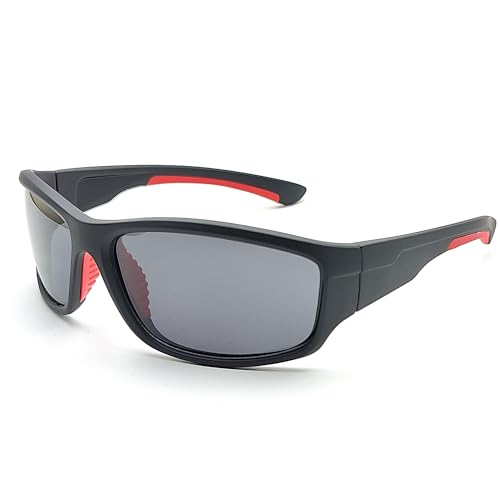 Polarisierte Angel-Sonnenbrille für Herren, Jagd-Sonnenbrille mit TR90-Camouflage-Rahmen, Angelbrille, um Fische im Wasser zu sehen, UV-Schutz, reduziert Blendung, für Fahrbrille, Schwarz / Grau von Tryway