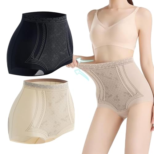 Nahtlose, Formende Hose aus flüssiger Eisseide mit hoher Taille, Formende Eisseide-Slips für Damen mit Po-Lifting (2pcs-e,M(40-50kg)) von Tseonmis