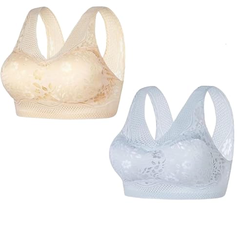 Tseonmis Hatmeo Orthopädischer Anti-Durchhänger-BH für Damen, haltungskorrigierender BH für ältere Frauen, Nahtloser, sexy Push-Up-BH ohne Bügel (2pcs-b,4X-Large) von Tseonmis