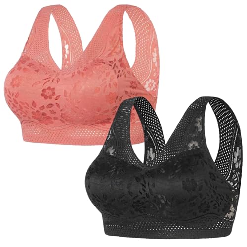 Tseonmis Hatmeo Orthopädischer Anti-Durchhänger-BH für Damen, haltungskorrigierender BH für ältere Frauen, Nahtloser, sexy Push-Up-BH ohne Bügel (2pcs-c,Large) von Tseonmis