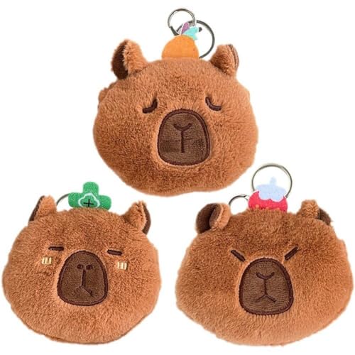 3 Stück Braune Cartoon-Capybara-geldbörse, Geschenktüte, Ornament, Haarige Münztüte, Aufbewahrungspaket, Niedlicher Schlüsselanhänger-anhänger von Tsffae