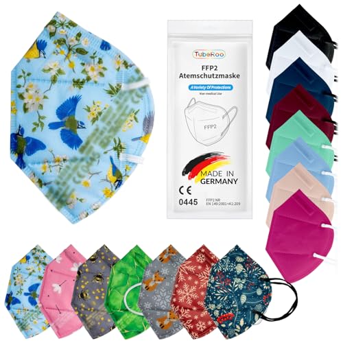 TubeRoo FFP2 Maske Blau Gelb Grün, Meisen Motiv Muster 50 Stück Masken aus Deutschland, Made in Germany, weiche runde Ohrschlaufen Bänder, Atemschutzmaske, Mundschutz, Schutzmaske, Staubmaske TubeRoo FFP2 Maske Blau Gelb Grün, Meisen Motiv Muster 50 Stück Masken aus Deutschland, Made in Germany, weiche runde Ohrschlaufen Bänder, Atemschutzmaske, Mundschutz, Schutzmaske, Staubmaske von TubeRoo