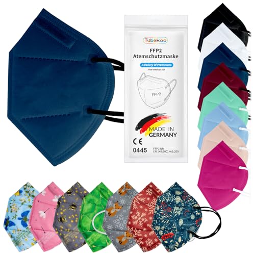 TubeRoo FFP2 Maske Dunkelblau Blau Marineblau Navy 5 Stück Masken aus Deutschland, Made in Germany, weiche runde Ohrschlaufen Bänder, Atemschutzmaske, Mundschutz, Schutzmaske, Staubmaske, Allergie TubeRoo FFP2 Maske Dunkelblau Blau Marineblau Navy 5 Stück Masken aus Deutschland, Made in Germany, weiche runde Ohrschlaufen Bänder, Atemschutzmaske, Mundschutz, Schutzmaske, Staubmaske, Allergie von TubeRoo