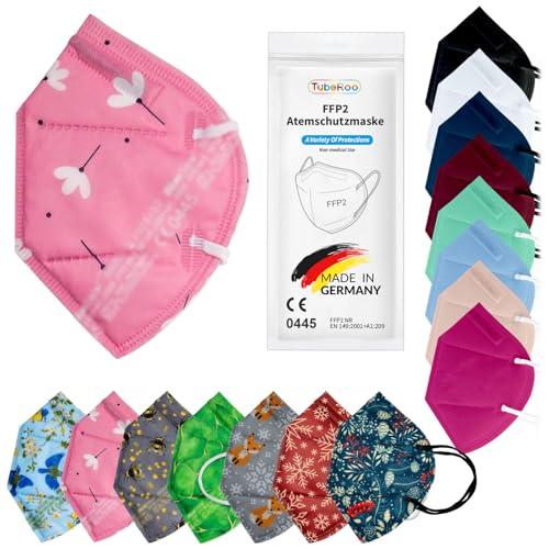 TubeRoo FFP2 Maske Pink Rosa, Weiße Blüten Motiv Muster 10 Stück Masken aus Deutschland, Made in Germany, weiche runde Ohrschlaufen Bänder, Atemschutzmaske, Mundschutz, Schutzmaske, Staubmaske TubeRoo FFP2 Maske Pink Rosa, Weiße Blüten Motiv Muster 10 Stück Masken aus Deutschland, Made in Germany, weiche runde Ohrschlaufen Bänder, Atemschutzmaske, Mundschutz, Schutzmaske, Staubmaske von TubeRoo