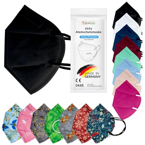 TubeRoo FFP2 Maske Schwarz 5 Stück Masken aus Deutschland, Made in Germany, weiche runde Ohrschlaufen Bänder, Atemschutzmaske, Mundschutz, Schutzmaske, Staubmaske, Feinstaubmaske, Allergie Pollen TubeRoo FFP2 Maske Schwarz 5 Stück Masken aus Deutschland, Made in Germany, weiche runde Ohrschlaufen Bänder, Atemschutzmaske, Mundschutz, Schutzmaske, Staubmaske, Feinstaubmaske, Allergie Pollen von TubeRoo