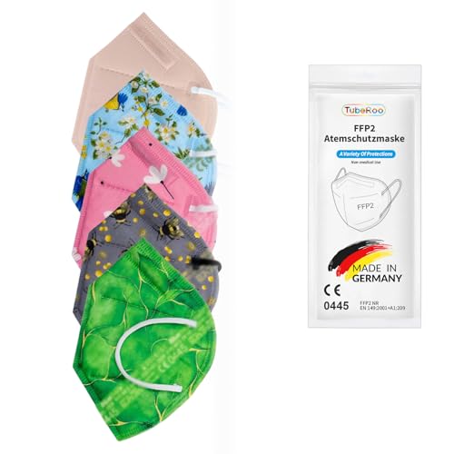 TubeRoo FFP2 Maske Set Frühling mit 5 Farben Muster Motiv Grün Hellblau Dunkelgrau Pink 50 Stück Masken aus Deutschland, Made in Germany, weiche Ohrschlaufen Bänder, Atemschutzmaske, Mundschutz TubeRoo FFP2 Maske Set Frühling mit 5 Farben Muster Motiv Grün Hellblau Dunkelgrau Pink 50 Stück Masken aus Deutschland, Made in Germany, weiche Ohrschlaufen Bänder, Atemschutzmaske, Mundschutz von TubeRoo
